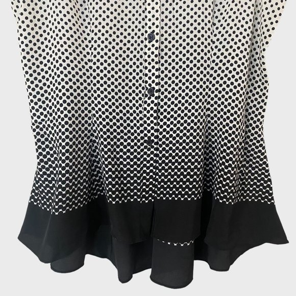 New York & Company Sleeveless Ombre Polkadot Blouse Women's Medium Black & White - Picture 6 of 12